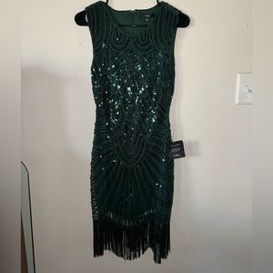 Lulus deep emerald green sequined cocktail dress. Size S